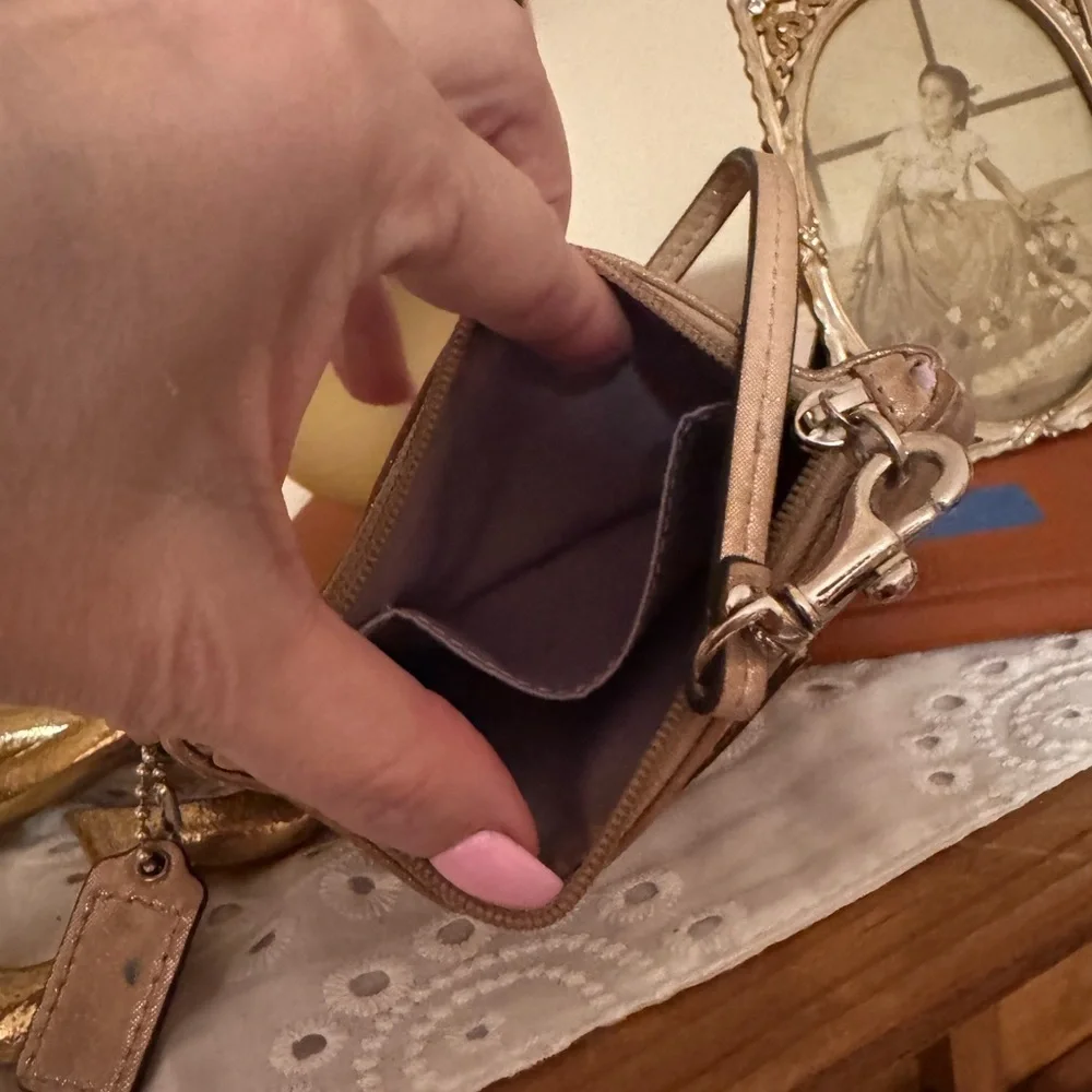 Poppy Coach Shimmering Bronze Wristlet